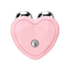 A pink microcurrent facial lifting roller massager with silver rollers.