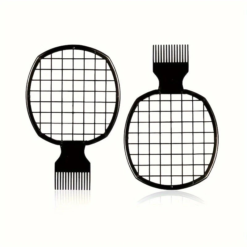 A black premium African twist hair comb with fine teeth shown against a white background.