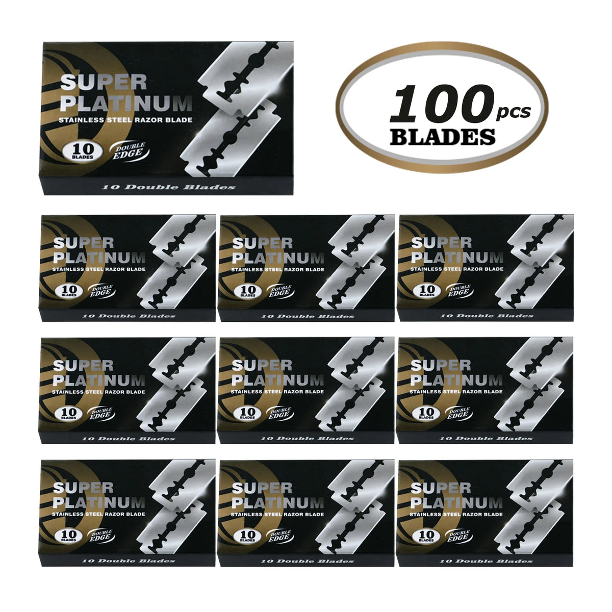 10 Super Platinum Edelstahl-Rasierklingen mit Doppelklinge
