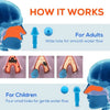 Diagram showing how a nasal irrigation rinse bottle works for adults and children, illustrating water flow through different 