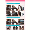A product usage guide showing how to use a V-Comb hair styling tool with a hair dryer and split.