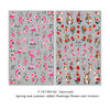 A set of rabbit and flamingo flower nail stickers for DIY decoration featuring pink, red, and green hues.