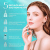 A woman holds five replaceable suction heads for a blackhead pore vacuum kit.
