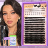 A close-up of a DIY lash extension kit featuring bond and tweezers for applying lash extensions.