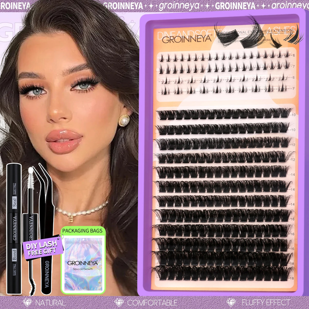 A close-up of a DIY lash extension kit featuring bond and tweezers for applying lash extensions.