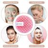 A collage showing various skincare steps including a cleansing mask, exfoliating sponge, makeup remover, and deep-cleansing f