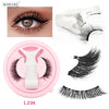 A set of magnetic mink false eyelashes shown with individual lashes and a pair on a pink tool.