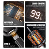 A set of grooming tools including a liquid crystal battery level display, an antipinch adaptive chip, and a brushless dc moto