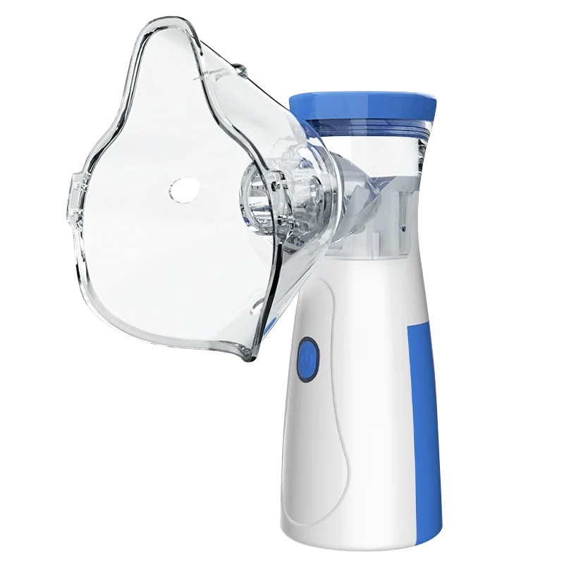 A white and blue 2-in-1 facial steamer and humidifier device shown from the side.