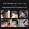 A collection of various hairstyles demonstrating carving, cutting, shadowing, and trimming techniques on a male head.