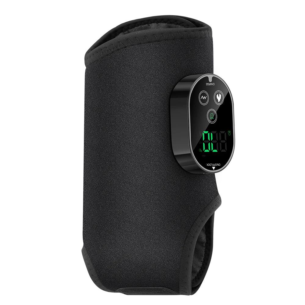 Black heated vibration foot ankle massager device with a digital display