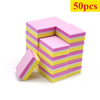A stack of pink and yellow multi-sided nail and cuticle buffing files.