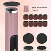 A pink electric foot callus remover device with a frosted head and ten replacement sandpaper pads.