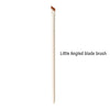 A long, slender brush with a pointed angled blade for eyeliner and eyebrow makeup.
