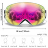 A pair of pink mirrored sports goggles shown with various face shapes indicated below.