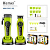 A set of Kemel KM-1595/93 professional electric hair clippers in lime green and black.