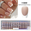 A set of 160 pieces of nude pink ballet length false fingernails in various sizes and a single nail model.