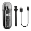A black professional cordless hair clipper set with a charging base and a detachable grooming brush.
