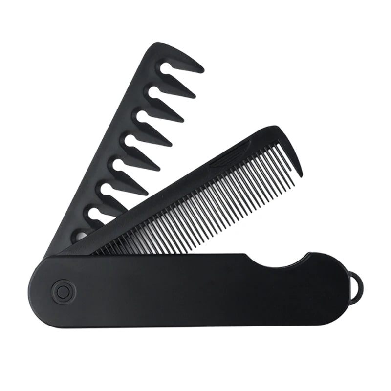 Peigne multifonction noir pliable pour coiffure de barbe et massage du cuir chevelu