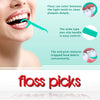 A close-up of a person using floss picks to clean teeth, highlighting the ease of use and function.
