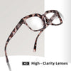 Pair of tortoiseshell and leopard print blue light blocking reading glasses shown against a white background.