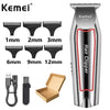 A silver electric hair clipper with various guard attachments and accessories for grooming.