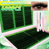 A box of Queenice false eyelash clusters featuring 600 pieces, packaged for DIY use.