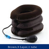 Brown inflatable cervical neck traction pillow with three layers and one tube