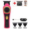 Pink professional cordless hair trimmer with LED display and three different guard attachments