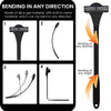 A black multi-layer silicone back shaver razor demonstrating bending in any direction.