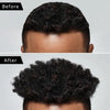 Vorher-Nachher-Vergleich einer professionellen Locken-Styling-Spule für natürliche Haare.
