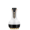 A white and black USB rechargeable cupping gua sha massager with gold accents.
