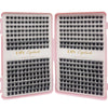 A pair of pink plastic trays containing black bulk cluster eyelash extensions for DIY makeup