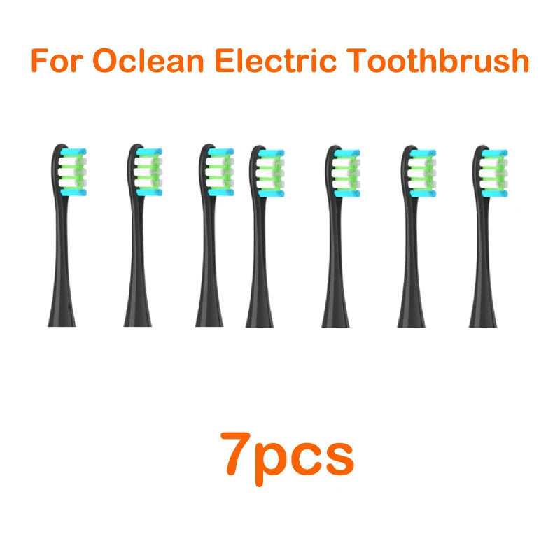 Seven replacement silicone bristles for an Ocean electric toothbrush.
