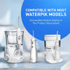 رؤوس استبدال لجهاز فوشر الماء (Waterpik) موضح بجانب الجهاز.