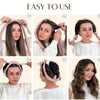 Five steps demonstrating how to use velvet heatless hair curlers for natural waves