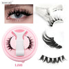 A set of magnetic mink false eyelashes shown with individual lashes and a pink adhesive tool.