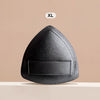 Black triangular cosmetic foundation puff brush with an XL size indicator