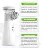 A white portable mesh nebulizer device shown with three mode options: Low Gear, Mid Range, and High End.
