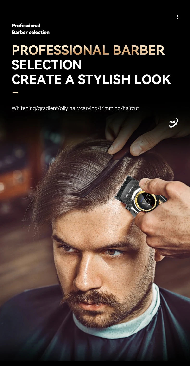 A close-up of a man getting a haircut with electric clippers, showing the process of creating a stylish look.