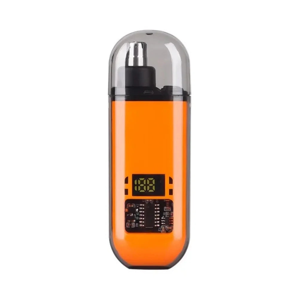 Orange tragbarer elektrischer Nasenhaartrimmer mit klarem Schutzdeckel