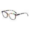 Retro cat eye reading glasses with multicolored striped frames