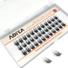 A clear plastic container holding a set of black DIY wide stem cluster lashes for natural volume.
