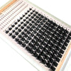 Feuille de clusters de cils pointus DIY pour extensions de salon, montrant divers styles et longueurs.