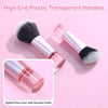 A set of high-end plastic transparent handles with pink color and smooth finish makeup brushes.