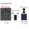 Set of rechargeable EMS foot and neck massagers with remote controller and massage patches