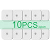 Ten square white electrode pads for muscle stimulation, measuring 4x4cm each.