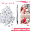 Ensemble de 50 outils tampons pour ongles, incluant un outil et des blocs blancs pour l'art des ongles dégradés.