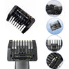A black precision guide comb attachment for a beard trimmer, shown in various angles.