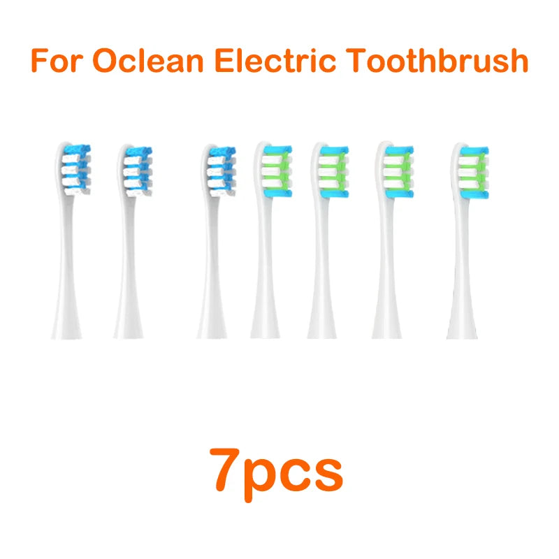 Seven replacement silicone bristles for an Ocean electric toothbrush.